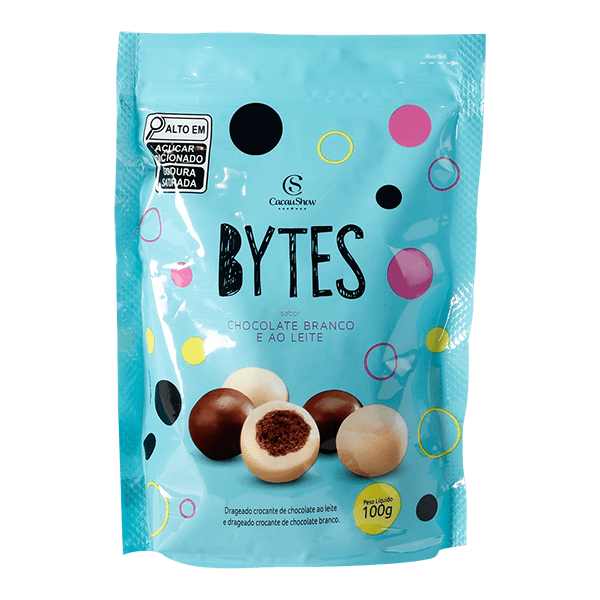 DRAGEADO BYTES DE CHOCOLATE AO LEITE E BRANCO 100G