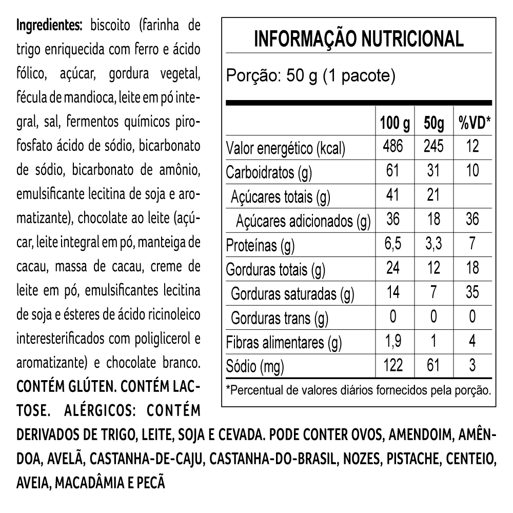 BISCOITO TRADICIONAL COBERTO AO LEITE 50G, , large. image number 1