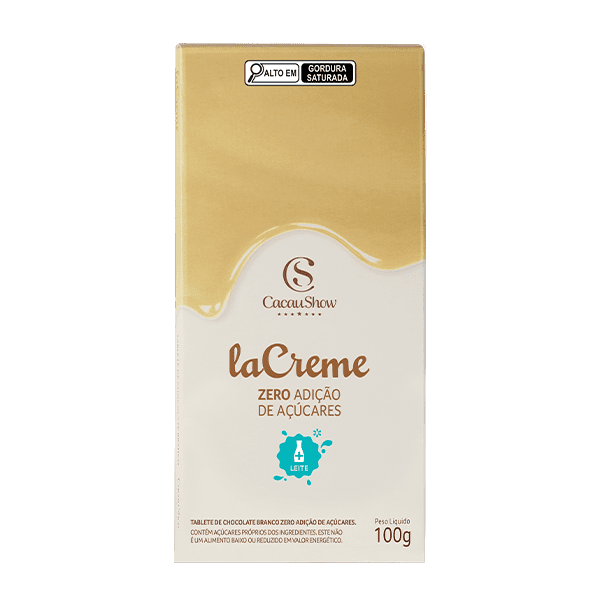 TABLETE LACREME BRANCO ZERO ADIÇÃO DE AÇÚCAR 100G